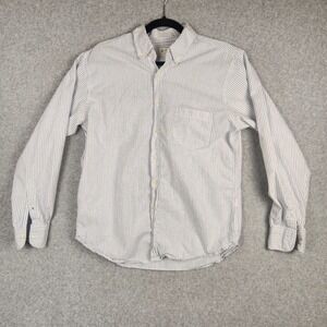 Oleg Cassini Shirt Mens Medium Button Down Blue White Stripe Cotton Preppy...